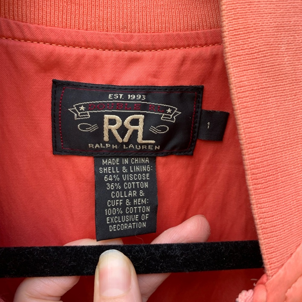 Incredible RRL salmon pink embroidered bomber jacket, 1, xs, Ralph Lauren - Picture 8 of 16